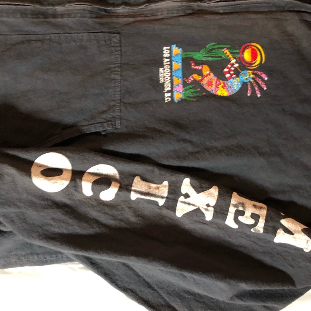 Vintage 90s Los Algodones Mexico navy distressed Zip Up Jacket hoodie sz 44 - Picture 3 of 9